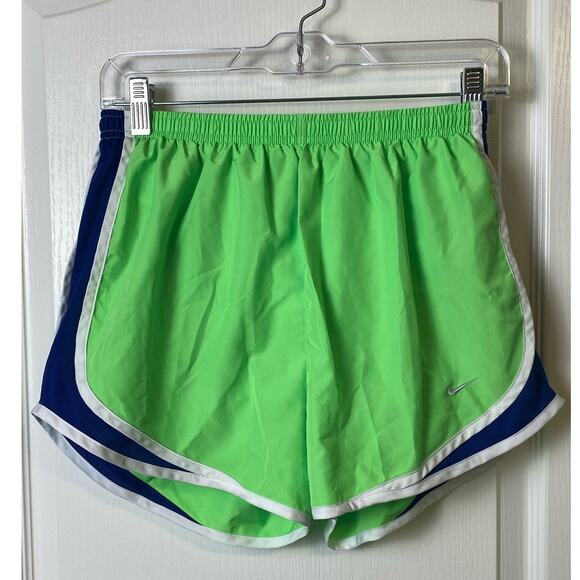 Nike Dri-Fit Women's Neon Green and Blue Running Shorts Size Medium - Picture 1 of 9
